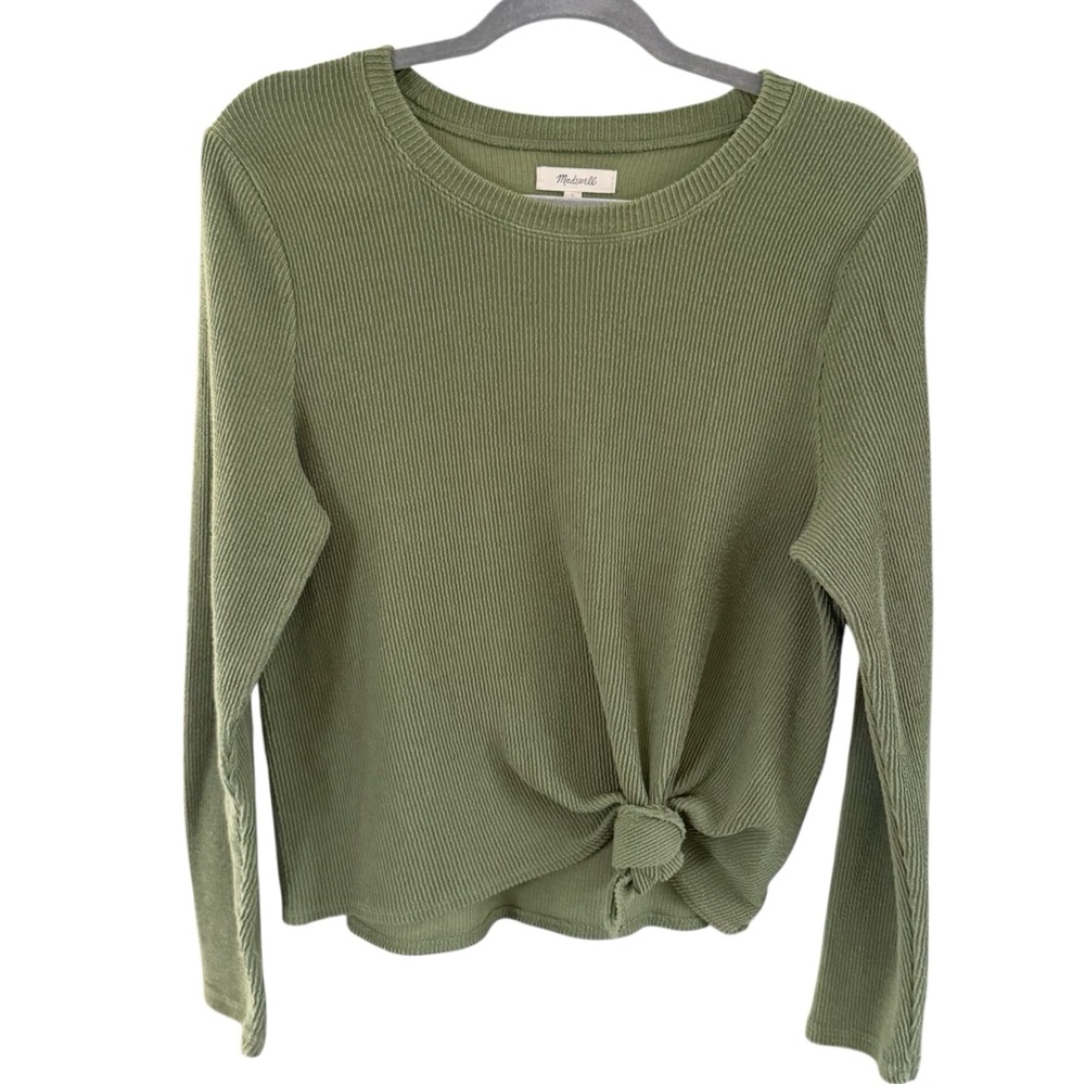 Madewell Long Sleeves Soundcheck Side-tie Tee Olive Green